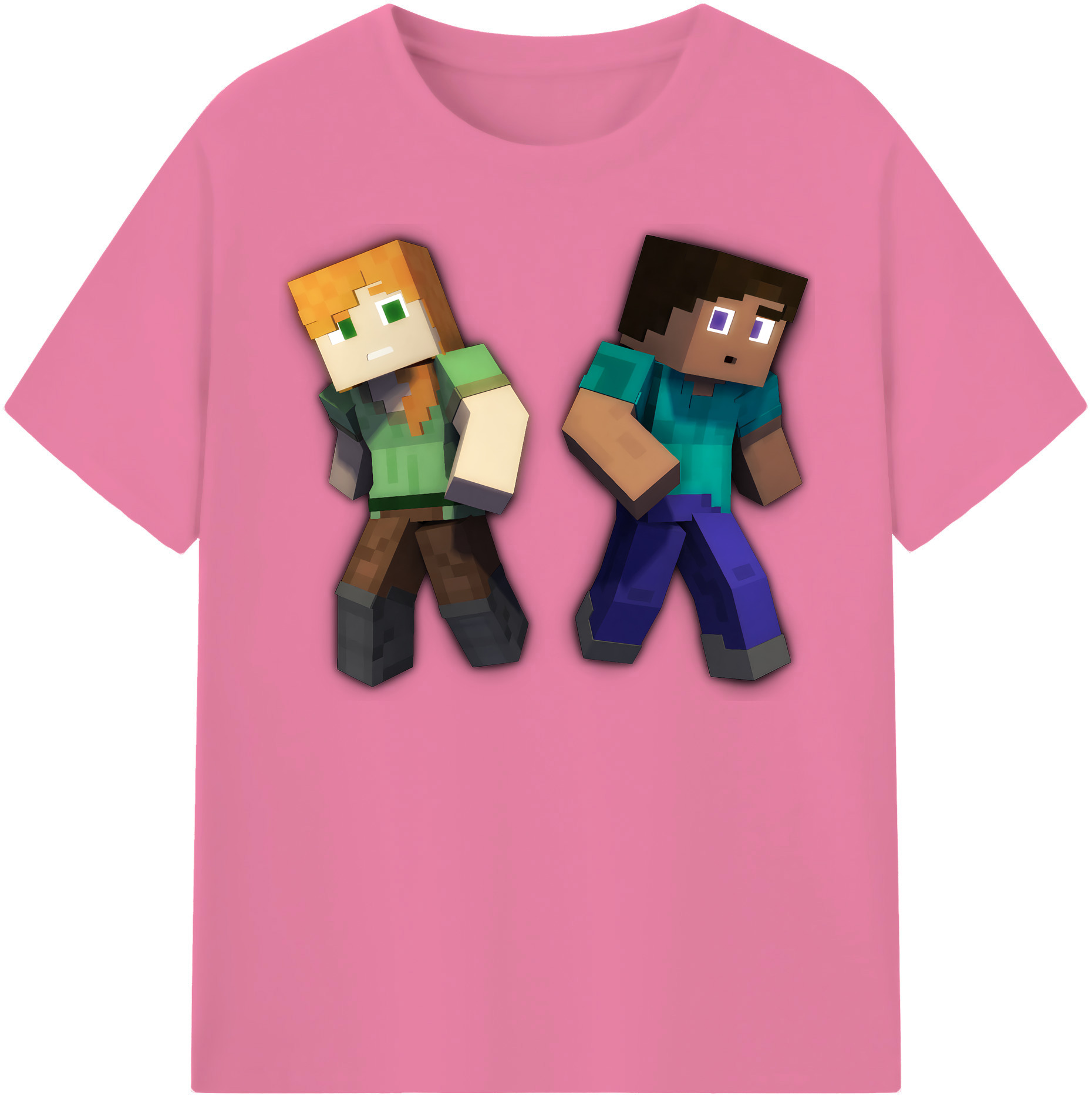 （画像用） マインクラフト ブロックの世界 Minecraft MC Block world 綿100％半袖Tシャツ（フロントプリント）